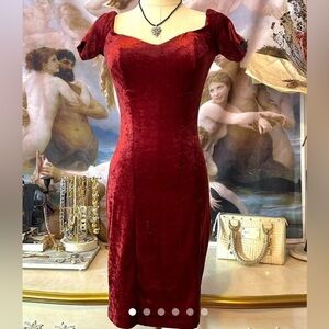 Vintage 1980’s Red Velvet Bodycon Mini Dress
